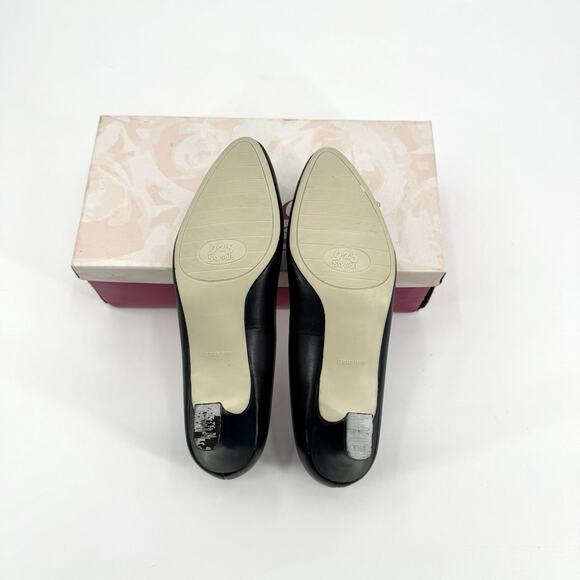 Vtg 925 So Soft Womens Olivia Shoes 8.5W Navy Leather Comfort Slip On Pump Heels - Picture 7 of 11